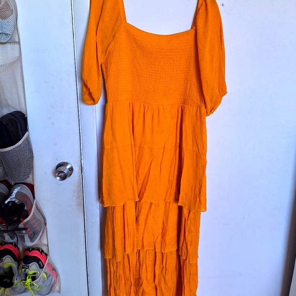 Kings Road XL Mustard Summer Ruffle Layered Dress - Picture 9 of 11